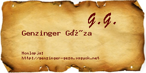 Genzinger Géza névjegykártya